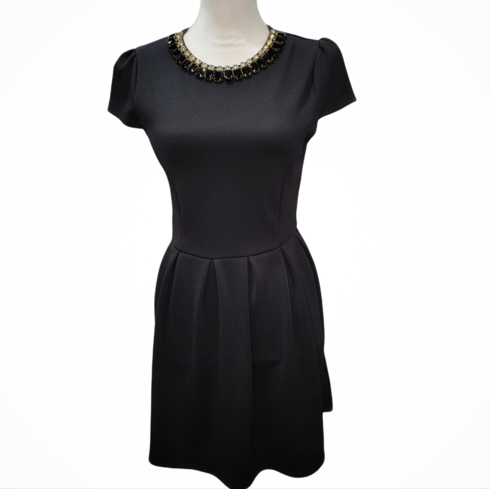 One Heart Clothing Little Black Dress with Embellished Neckline Size Medium
